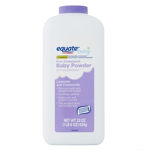 Equate Pure Cornstarch Baby Powder with Lavender and Chamomile 22 oz - Picture 3 of 8
